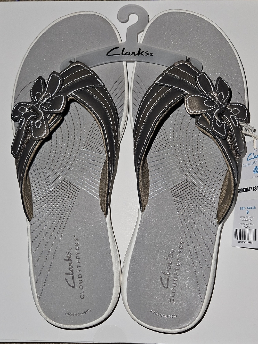 Clarks Brown Floral-Accent Cloudsteppers Sandals